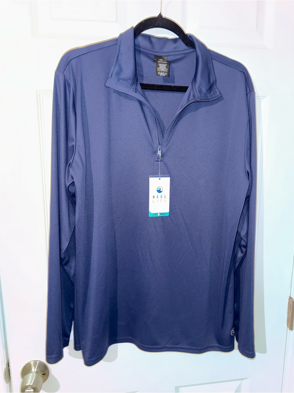 Reel Life Menz Long Sleeve Shirt Quarter Zip Fishing Shirt Size M NWT Blue